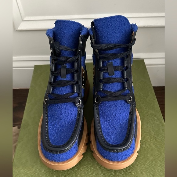 GUCCI MEN CASY WOOL/LEATHER BOOTS - Picture 4 of 7